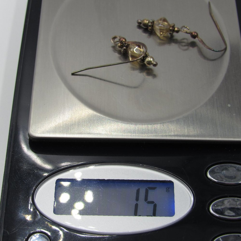 Sterling Silver Unknown Material Dangle Earrings - image 4